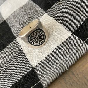 Sterling Silver Band with black etched details